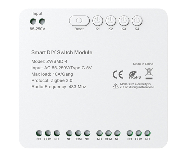 Avatto 4-kanałowy moduł przełącznika ZigBee ZWSMMD-4-250V - 1510620 - zdjęcie